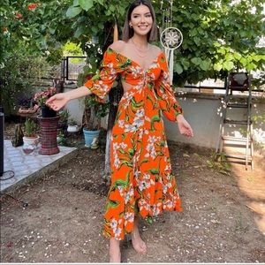 Zara | Dresses | Zara Orange Floral Dress | Poshmark